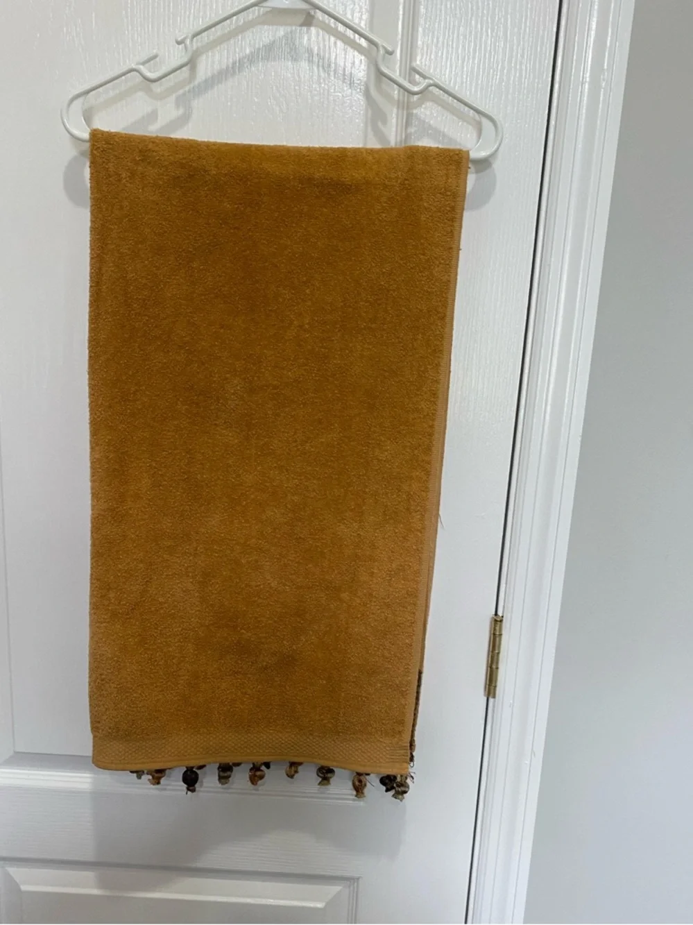 Avantlook Mustard Yellow Decorative Bath Towel with Fringe